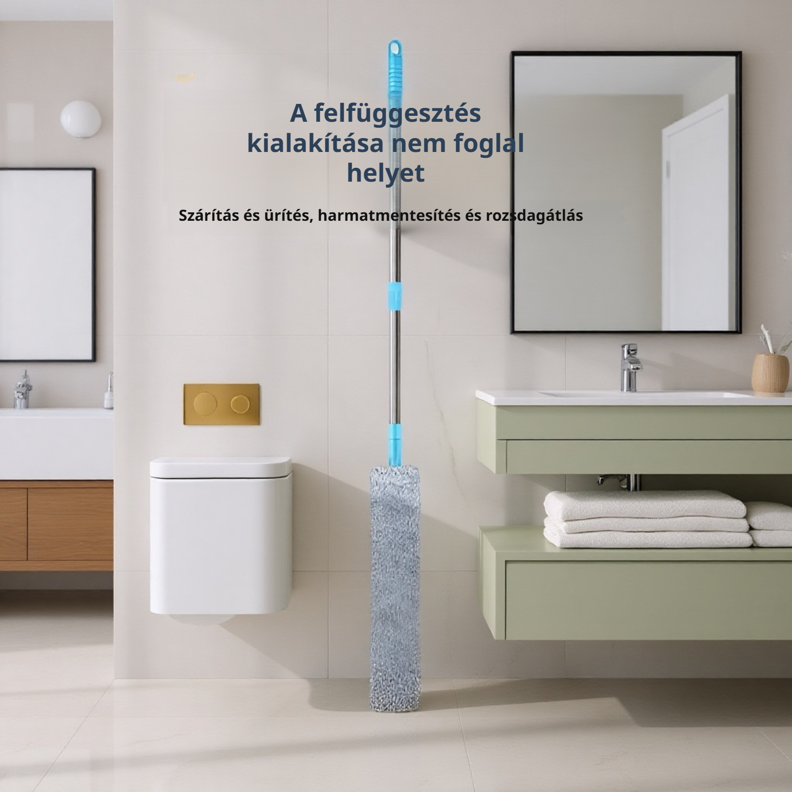 Portalanítás könyvespolc tetején állítható portörlővel