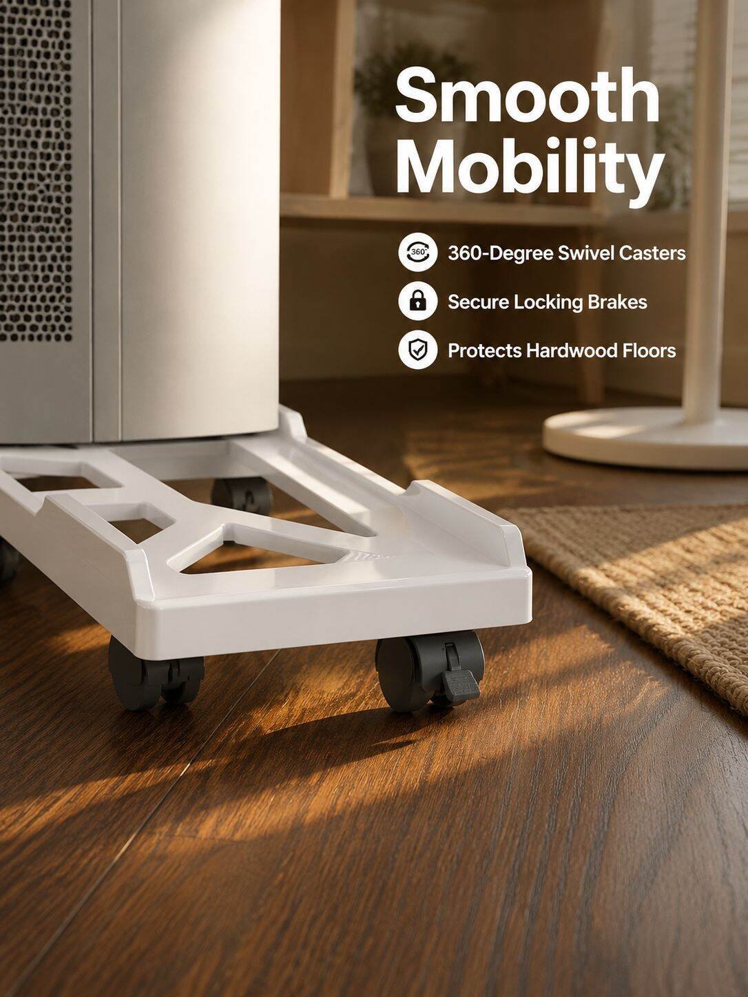 Computer Tower Stand Movable Base Adjustable Plastic Cooling Bracket