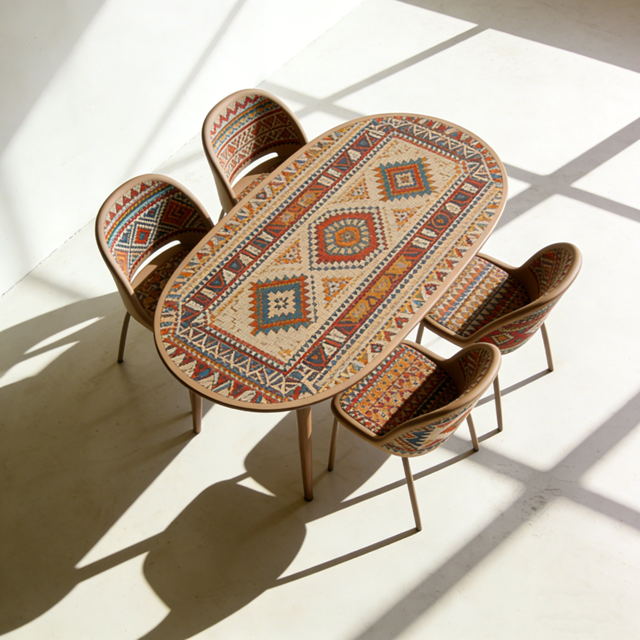 모던 디자인의 다이닝 테이블과 의자