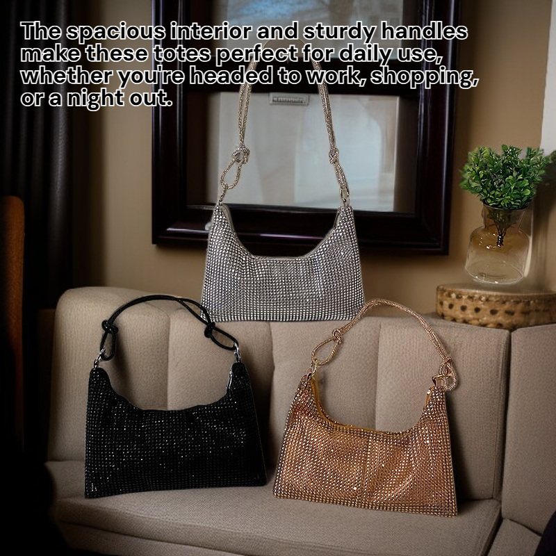 Trendy Women's Shoulder and Handbag with Rhinestones
