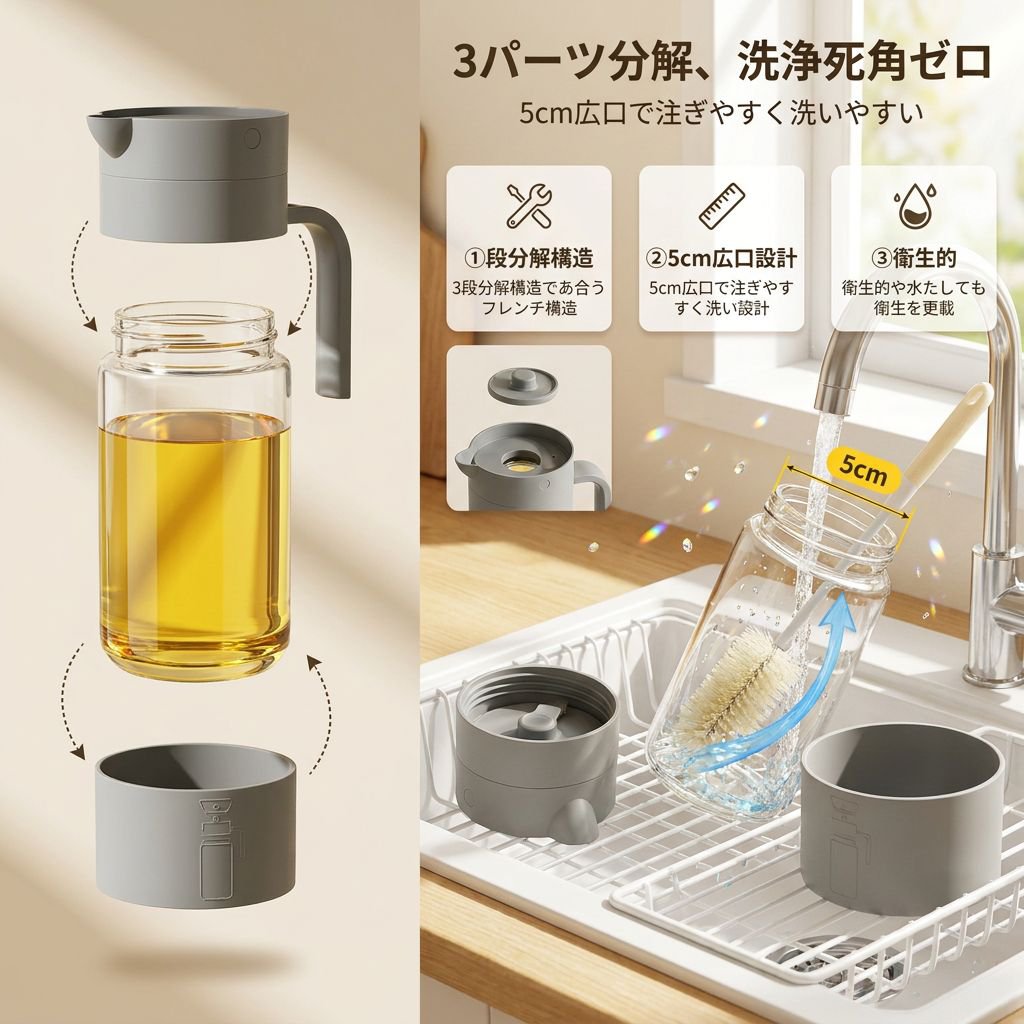 新型自動開閉オイルボトル調味料入れ