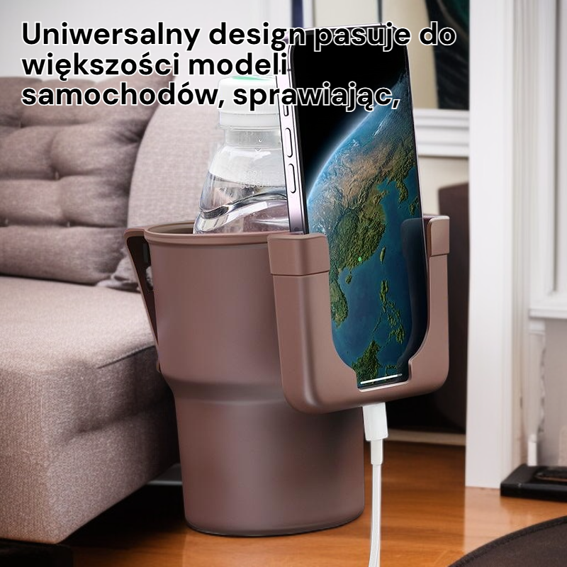 Wielofunkcyjny schowek samochodowy z uchwytem na kubek i telefon