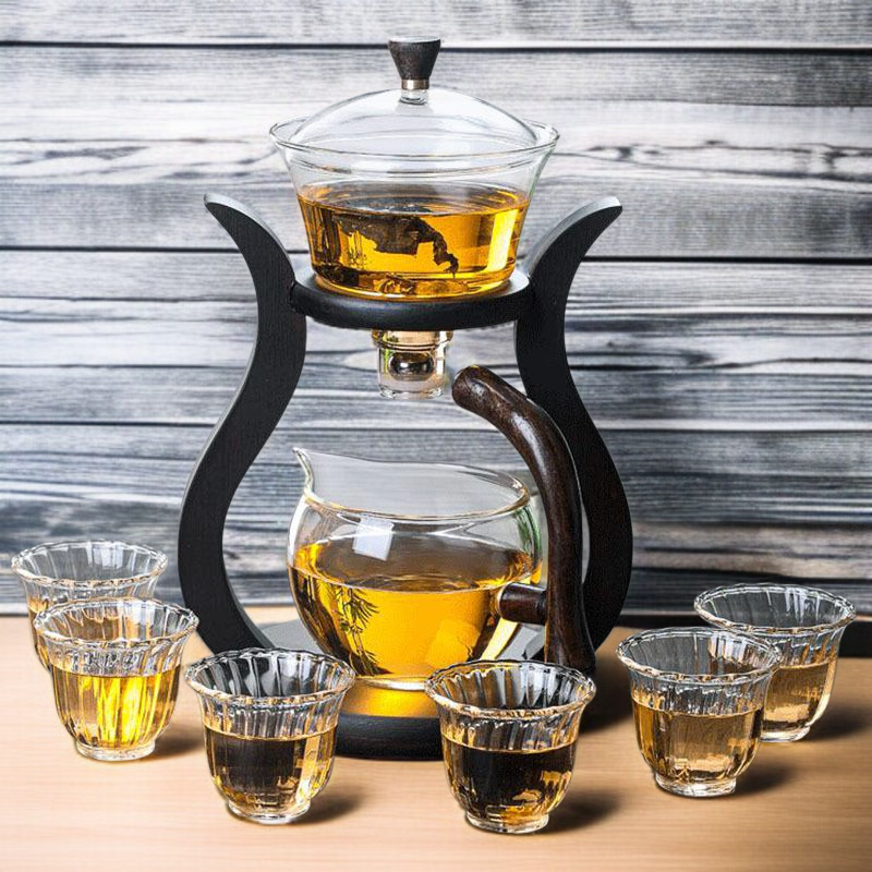 ชุดน้ำชาแก้วดูดแม่เหล็กดีไซน์เรียบง่าย