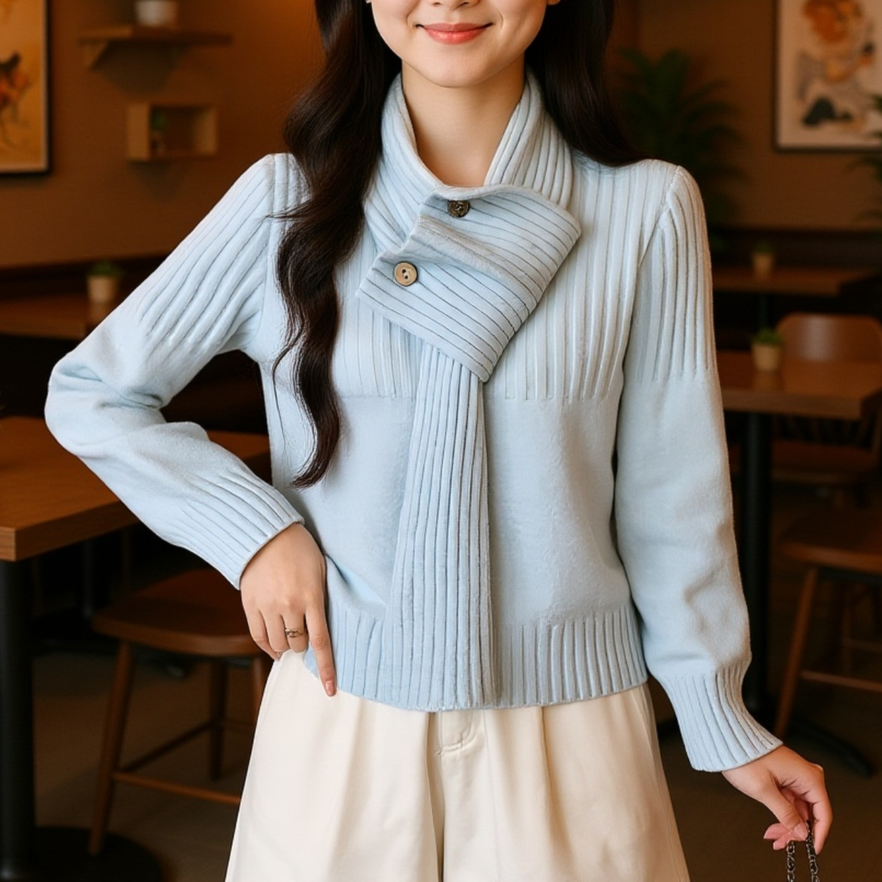 韓国風、エレガントな無地のツーピースセーターセット、レディース、新しい秋冬スタイル、ニットプルオーバーセーター、ファッショナブルで万能なセット。