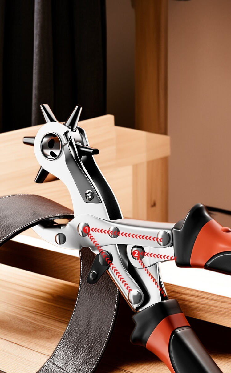 German laborsaving belt hole punch with multi-size options