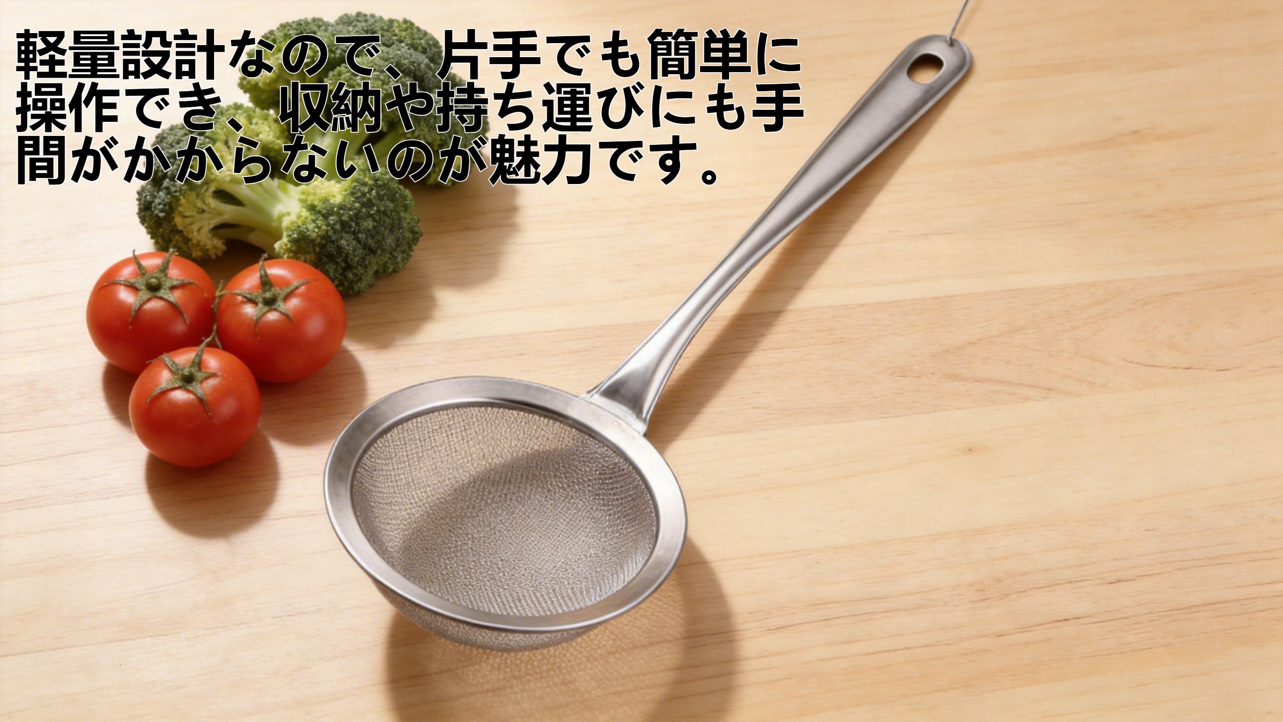 ステンレス製細目すくい網の商品全体写真