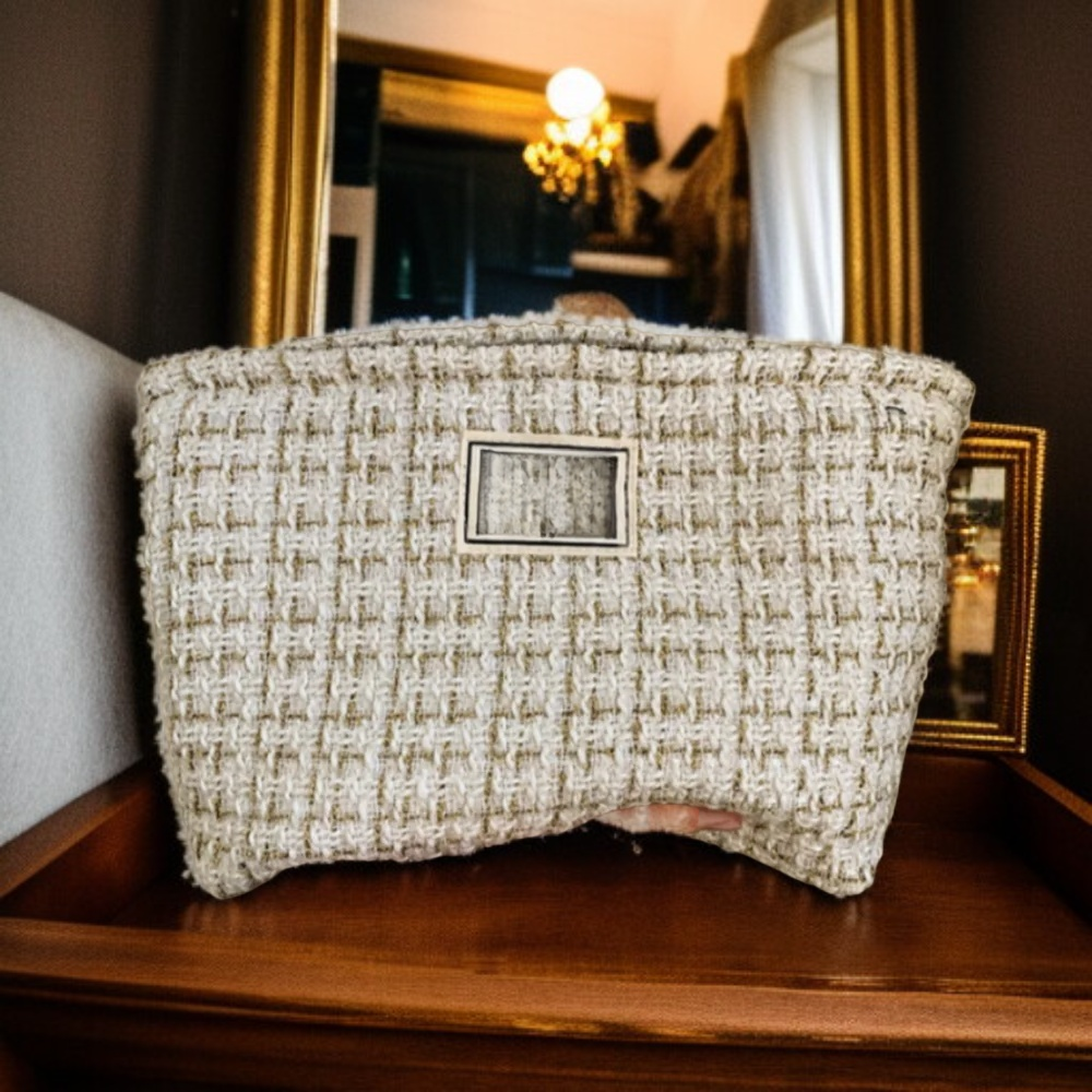 حقيبة تخزين مستحضرات التجميل المحمولة للنساء، سعة كبيرة، قماش متين، مع سحاب