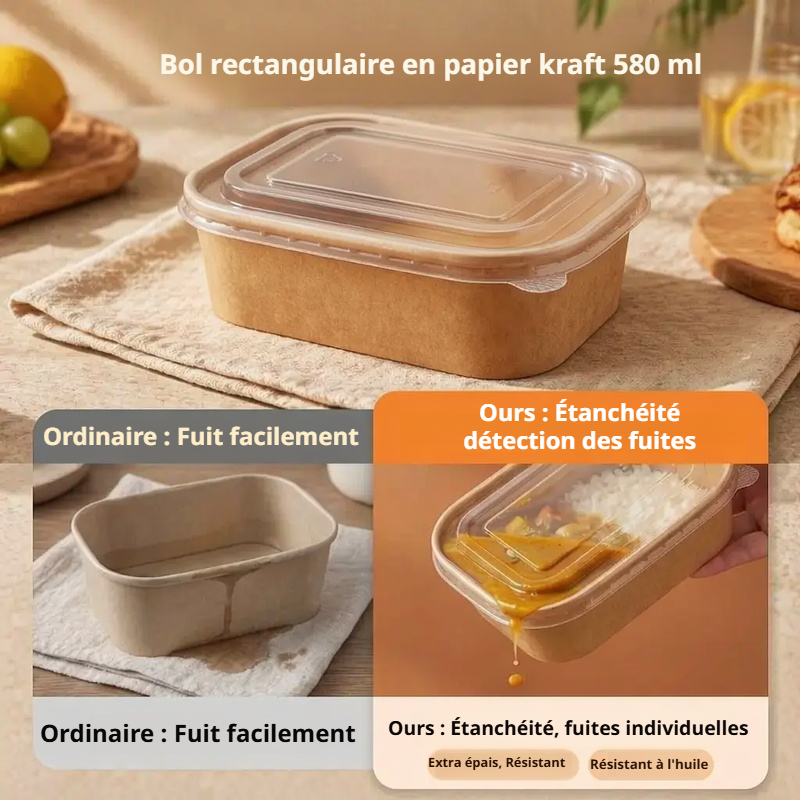 Boîte à lunch jetable en papier kraft pour salade et repas à emporter