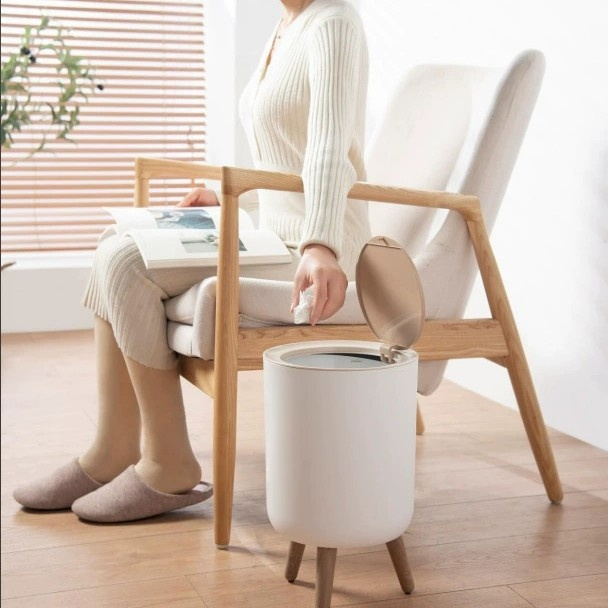 Tall wooden trash cans that eliminate the need to bend over