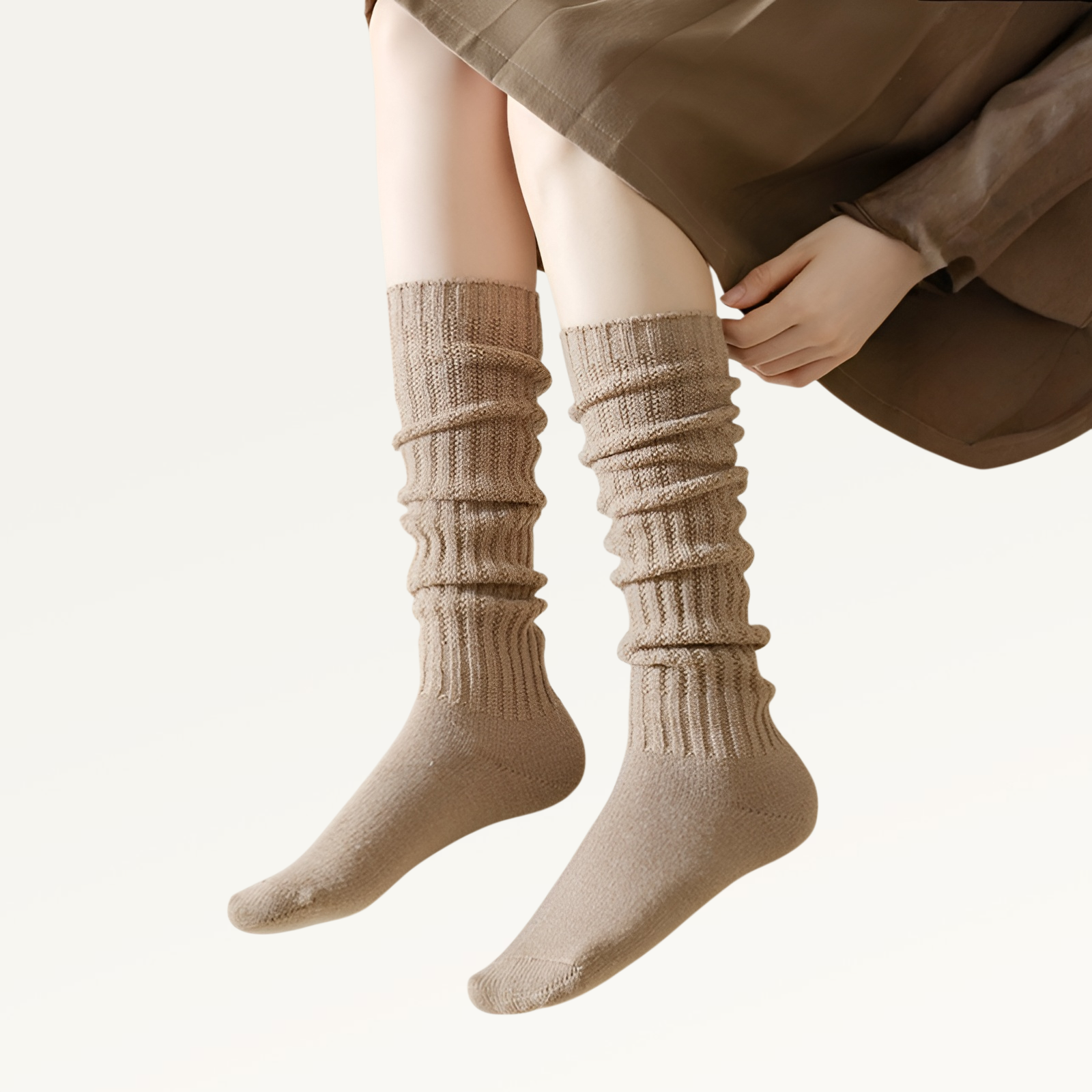 ウール暖かいソックス、秋冬レトロパイルカーフソックス