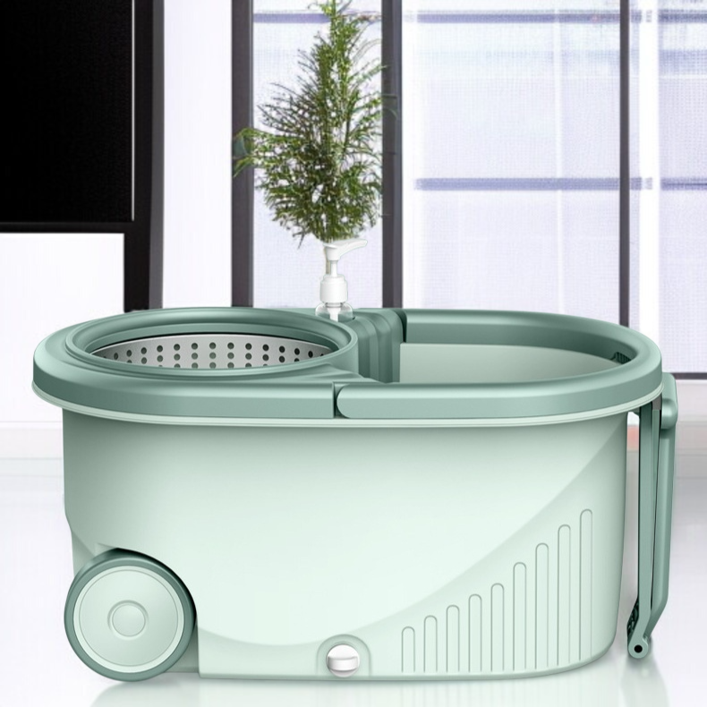 大型モップバケツモップ耐食トロリーアーム長さ調節可能細繊維綿ヘッド家庭用