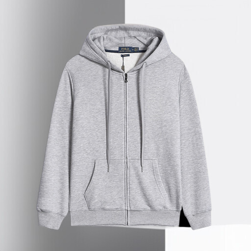 남성 기모 집업 가디건 봄가을 솔리드 캐주얼 가디건 후드 자수 집업 가디건 상의