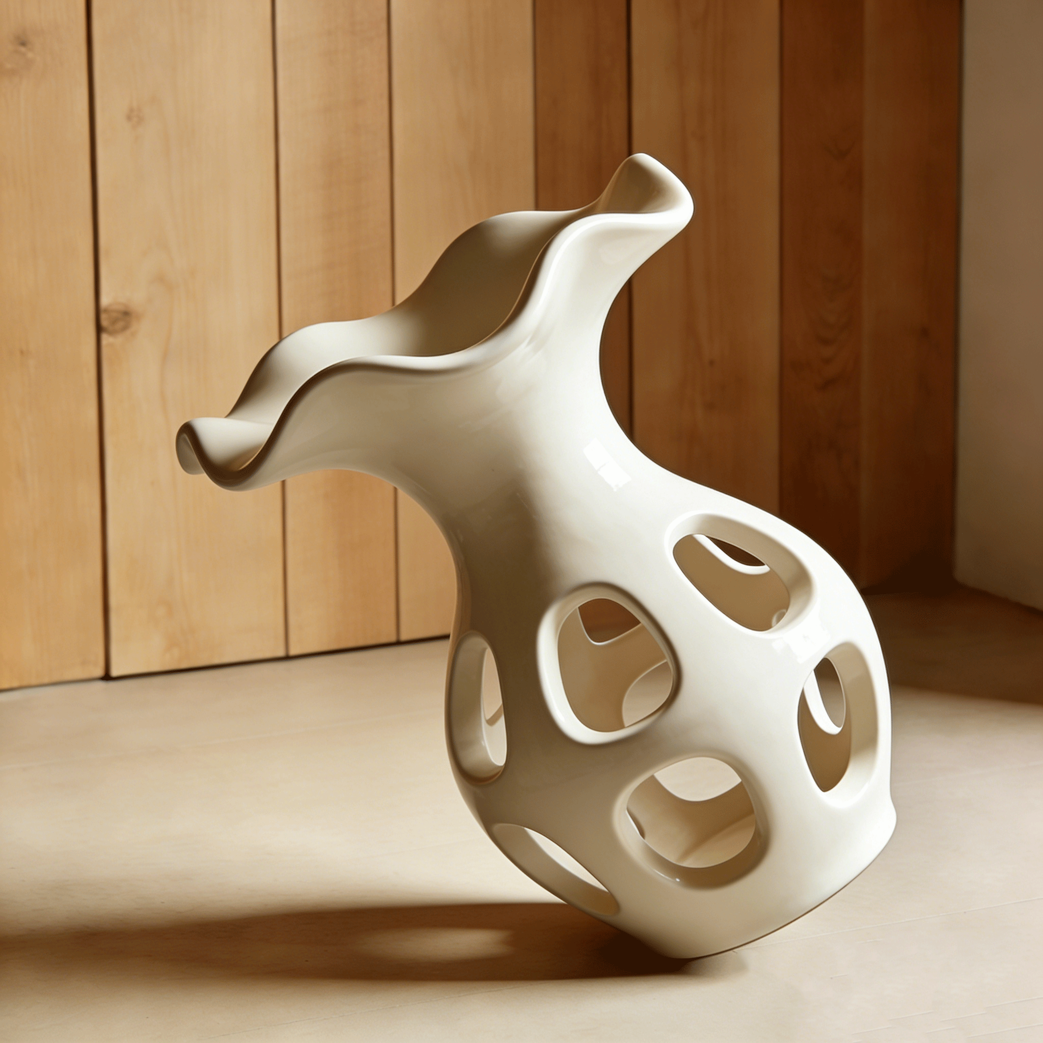 Jarrón decorativo moderno sobre mesa de sala