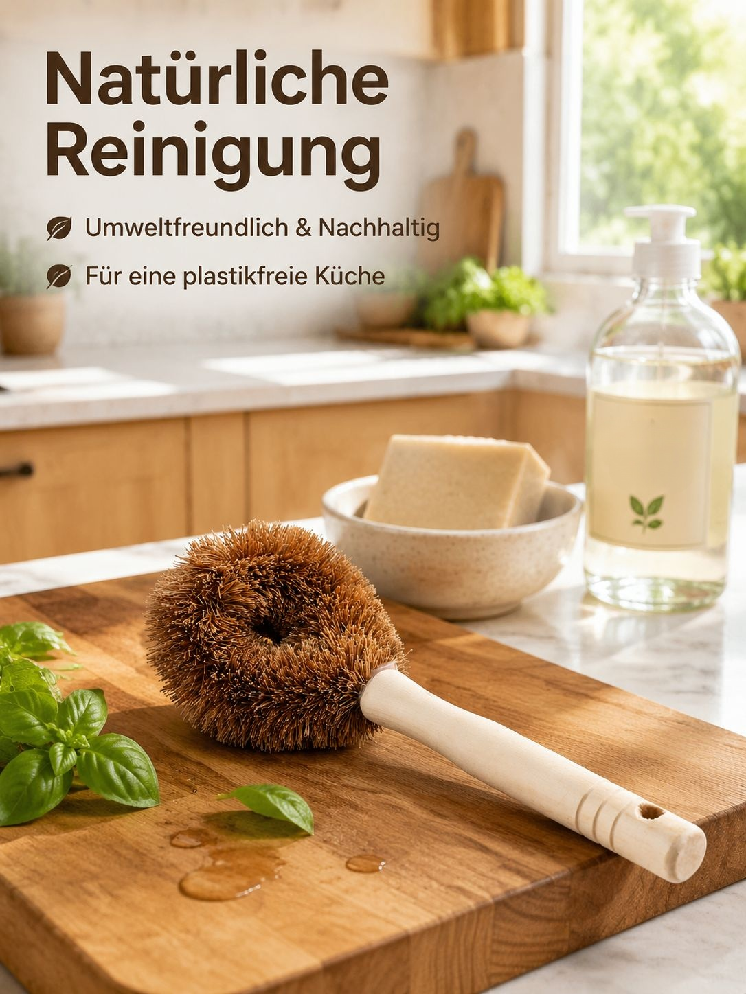 JMY Topfbürste mit langem Griff aus natürlicher Kokosfaser