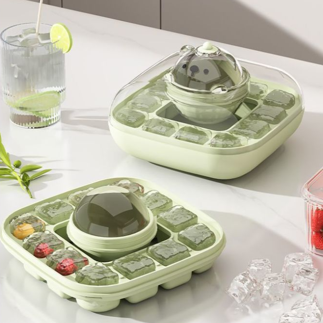 日用餐厨饮具厨房工具卡通小熊冰块模具软底二合一