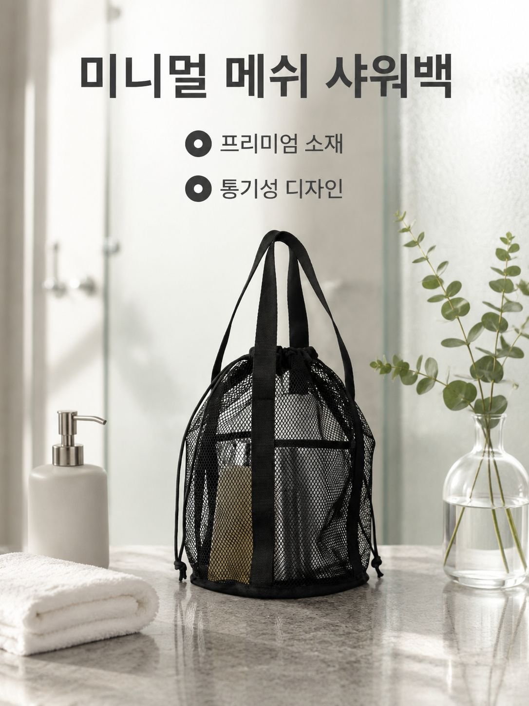 휴대용 접이식 메쉬 세면 파우치