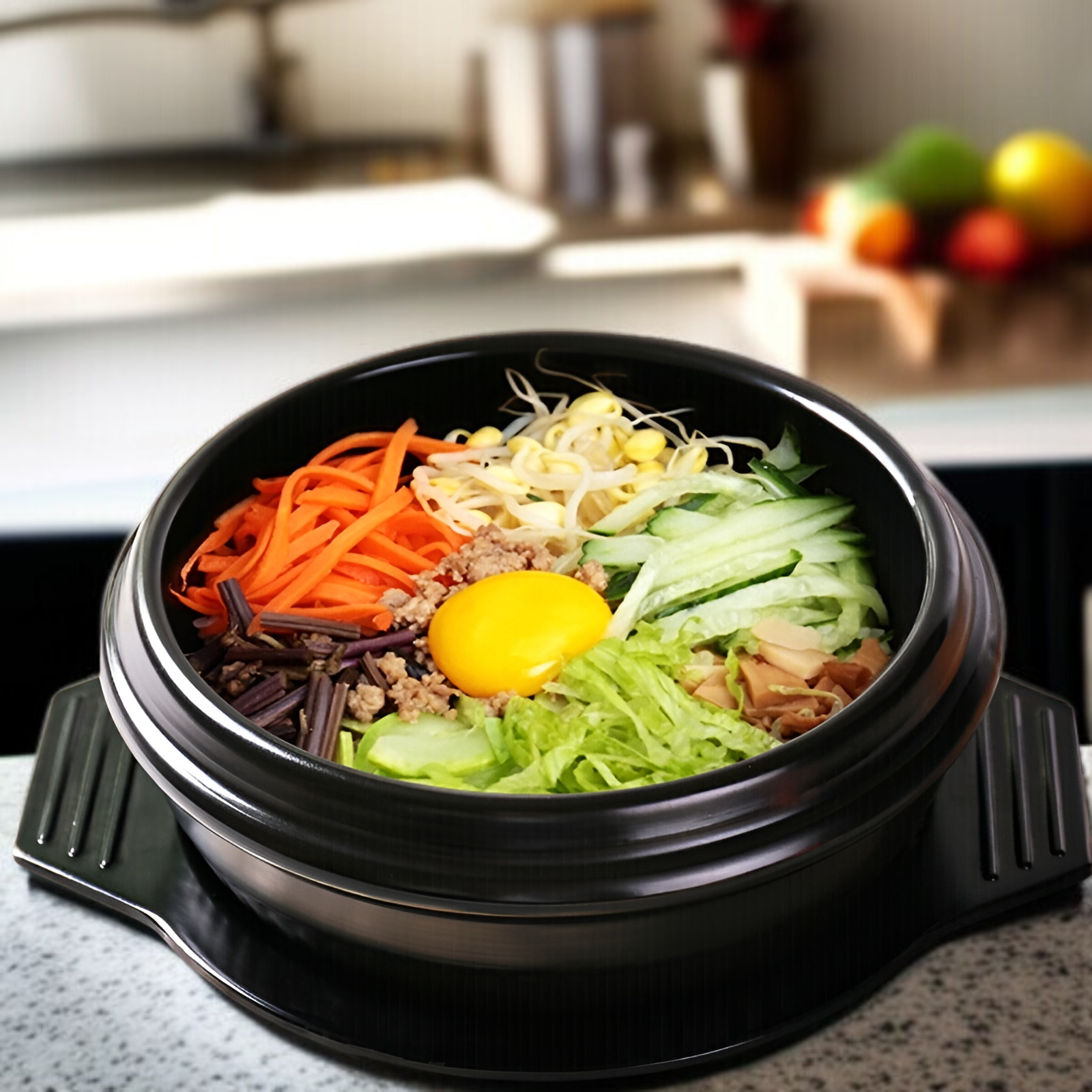 業務用/家庭用14.5/16/17.5CM韓国石鍋ビビンバ専用鍋/キャセロール、耐高温韓国石鍋（トレイ付き/なし）、1人または2〜3人向け。