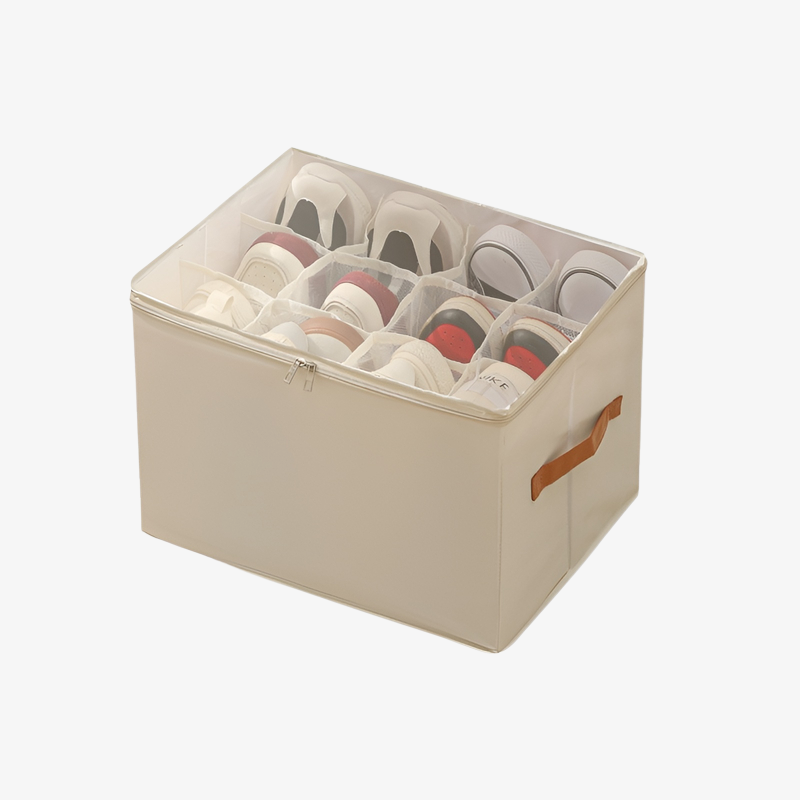 Caja para almacenar botas con ventana transparente y separadores ajustables, fácil de organizar
