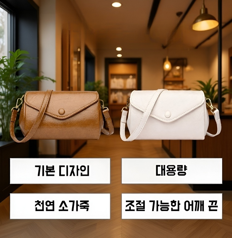 고급스러운 부드러운 가죽 소재의 크로스백 디테일
