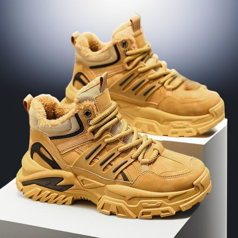 戸外加絨保温滑り止め厚底男性靴