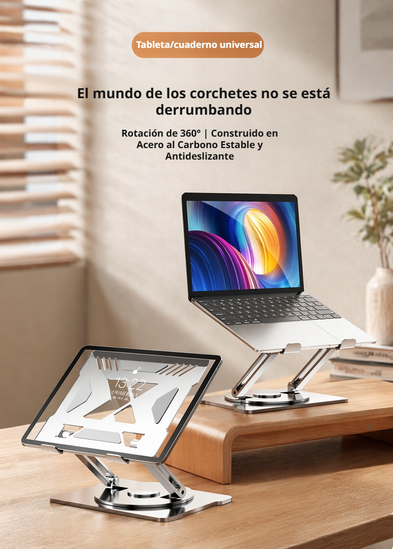 Soporte giratorio de 360 grados para portátil en escritorio
