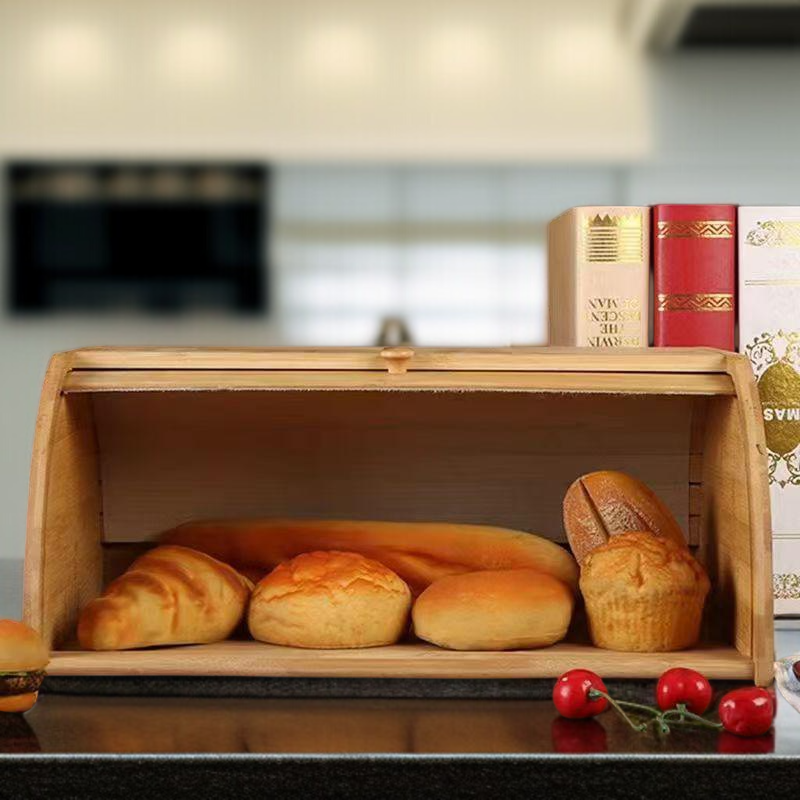 Haushalt Bambus-Brotkasten im japanischen Stil, mehrschichtige Holz-Brotaufbewahrung