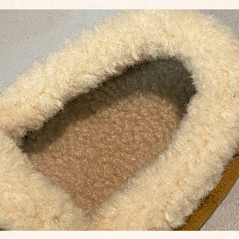 加絨加厚保暖平底一腳蹬軟底鞋