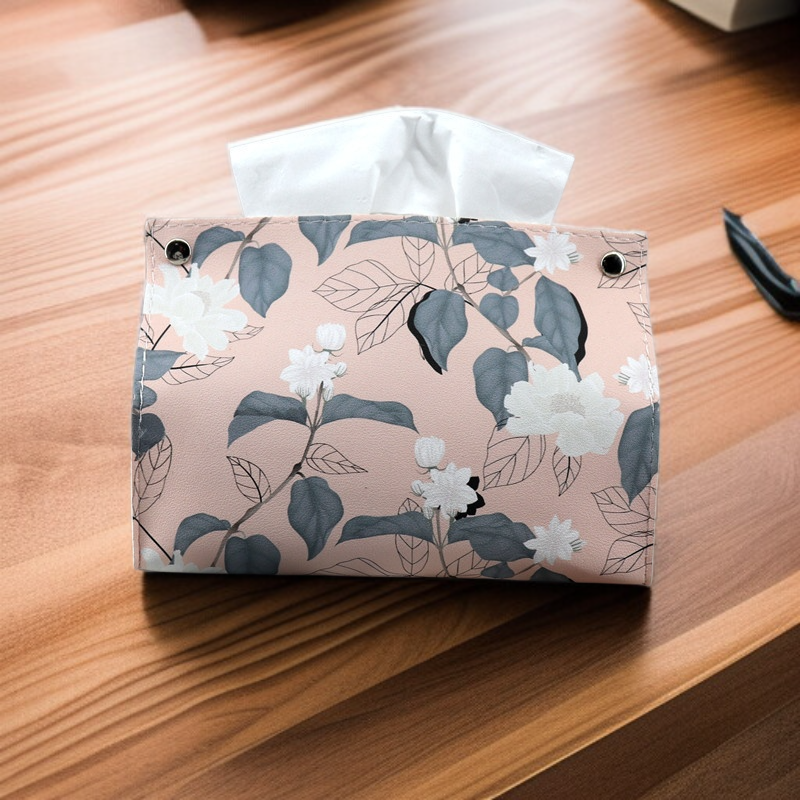 花型の革製ティッシュボックス