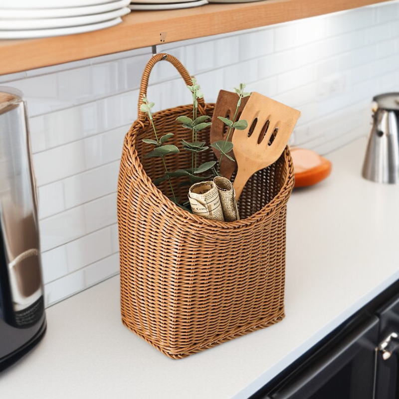  대형 라탄 벽걸이 수납 바구니