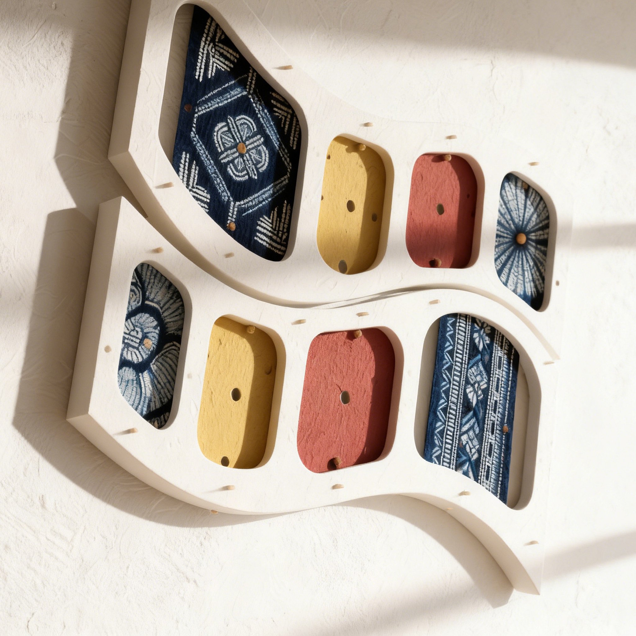 ชั้นวางของไม้ดีไซน์คลื่นสำหรับตกแต่งบ้าน