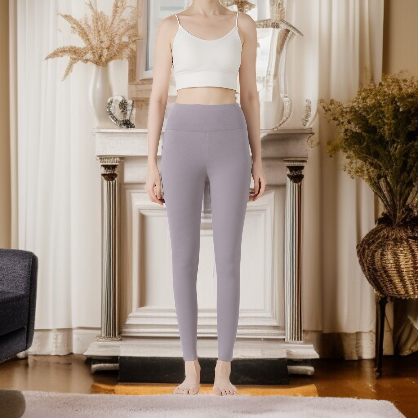 レディースハイウエストレギンス、プラスサイズ、秋冬に最適、高弾力、軽い圧力、ボディシェイプ効果、両面起毛、暖かい、防寒、快適、通気性、自己発熱、シームレス、スリミング、サーマルパンツ。