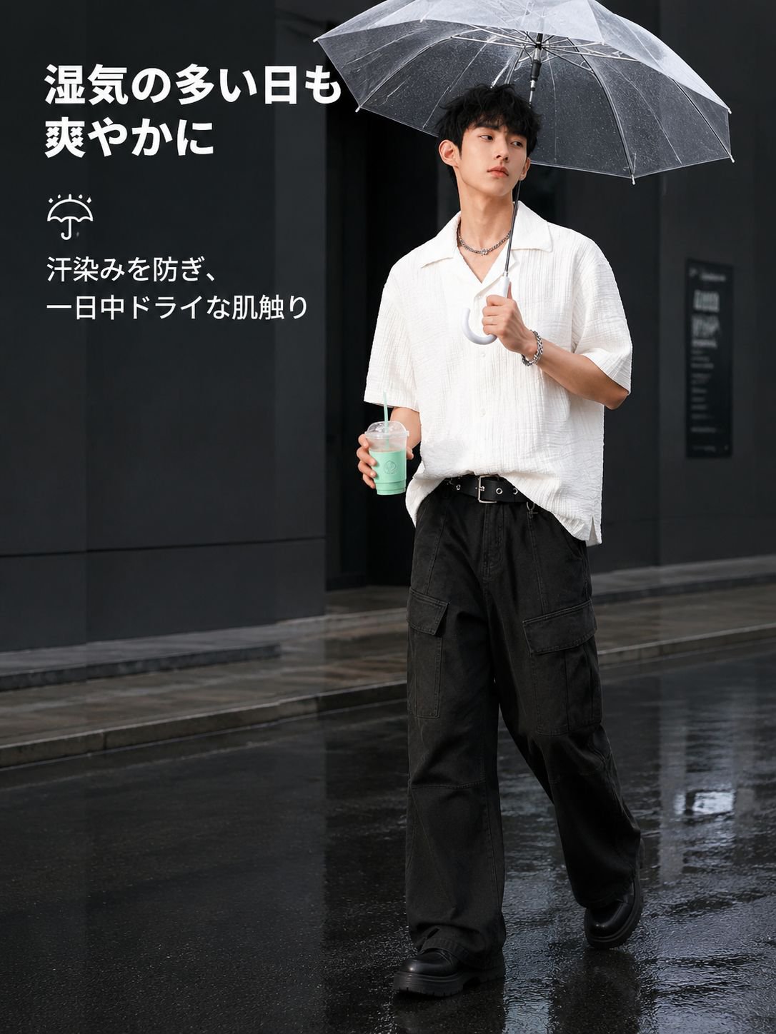 夏用アイスシルク通気半袖シャツ