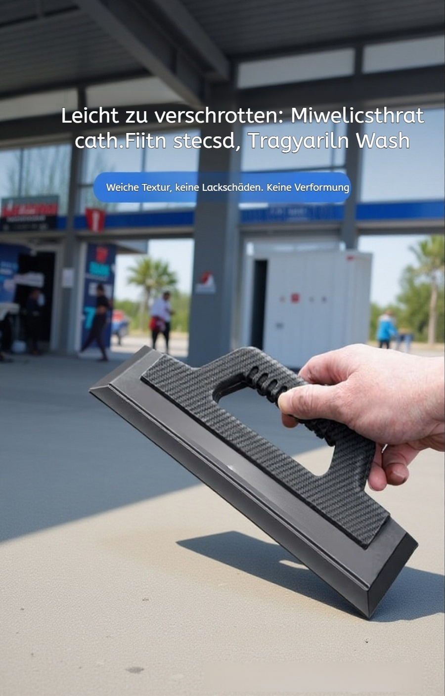 Flexibler Silikon Abzieher beim Autowaschen