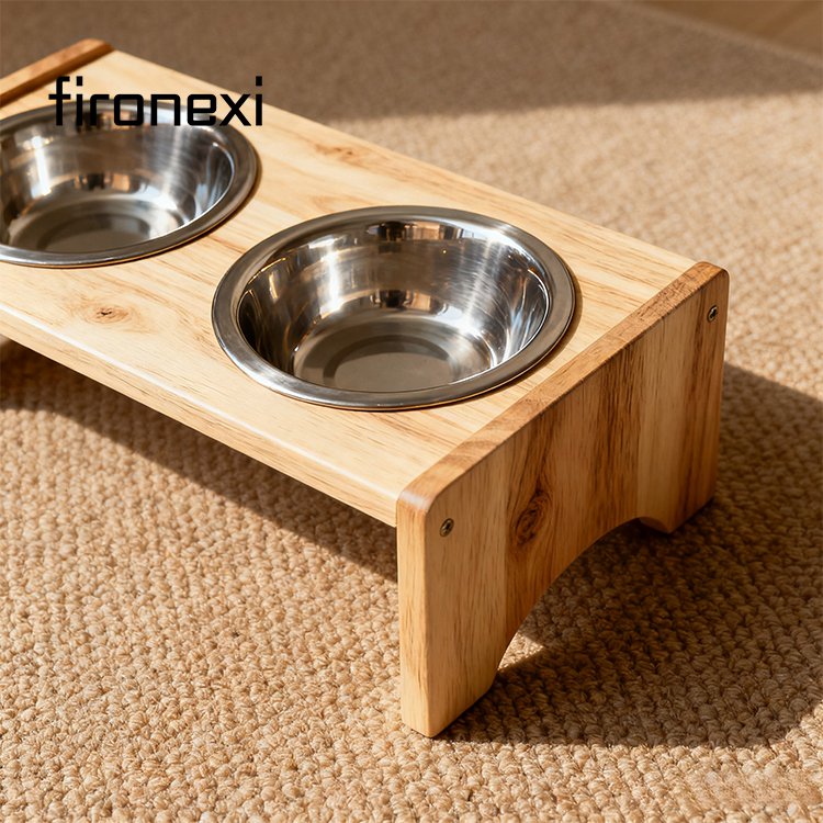 ที่วางชามอาหารสัตว์เลี้ยงไม้ แข็งแรง ทนทาน