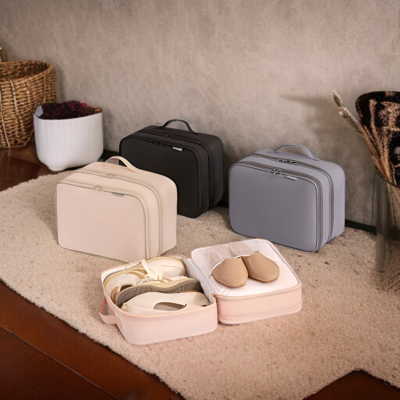 旅行用靴収納バッグ 折りたたみ式 ポータブル 3層 立体 靴バッグ 旅行用