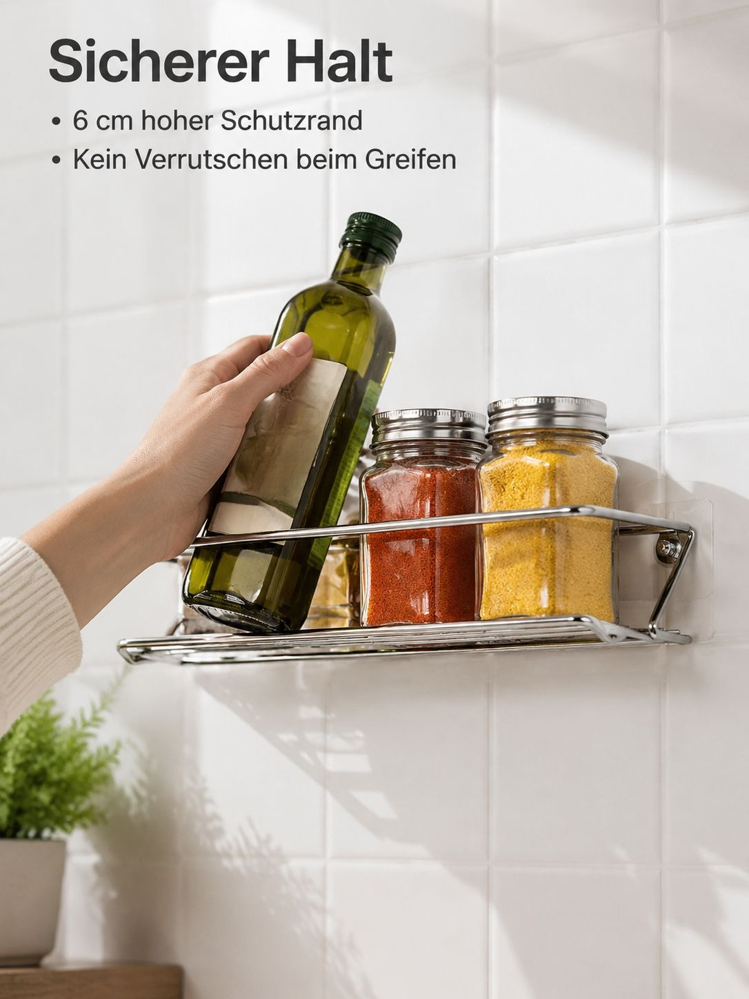 Detailansicht des silbernen Gewürzregals ohne Bohren