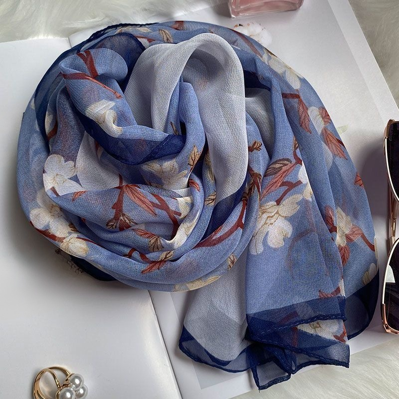 高級シルク薄手レディースロングスカーフ・おしゃれで万能