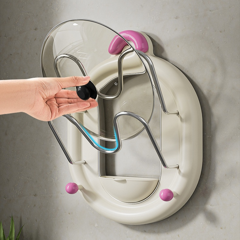 Soporte de tapa de olla de pared multicapa con ventosa