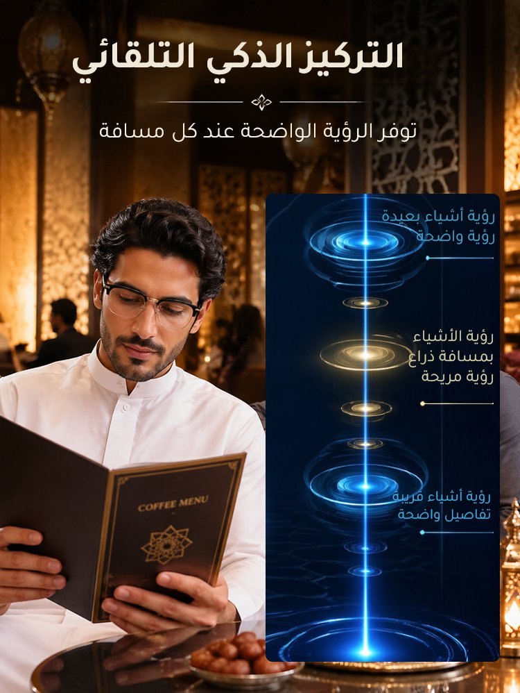 نظارة ذكية مضادة للضوء الأزرق بتركيز تلقائي مدعومة بالذكاء الاصطناعي