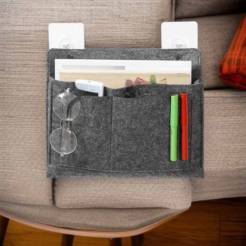 ベッドサイド吊り下げフェルト収納バッグ ソファやベッド用 学生寮対応