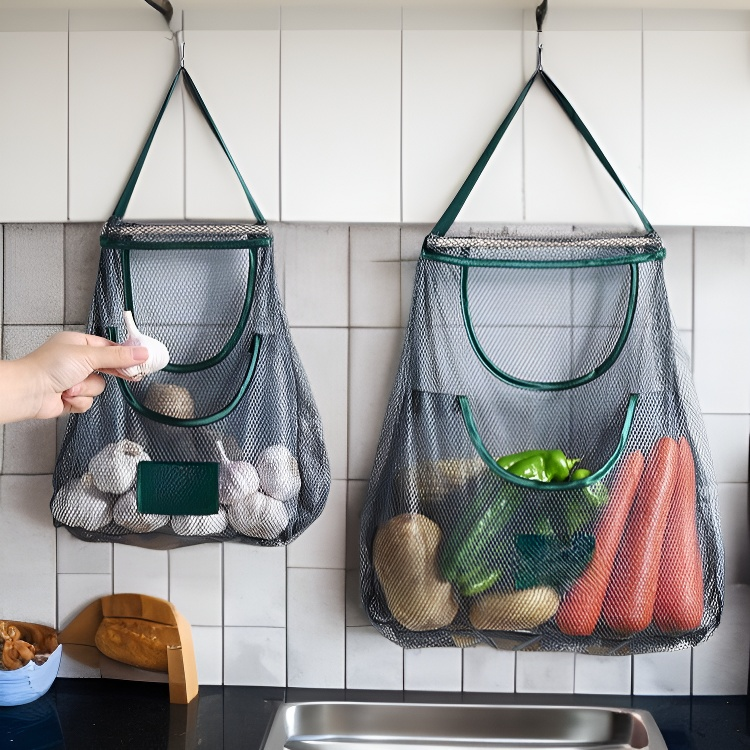 廚房壁掛水果蔬菜收納網袋懶角落洋蔥生薑蒜頭掛袋