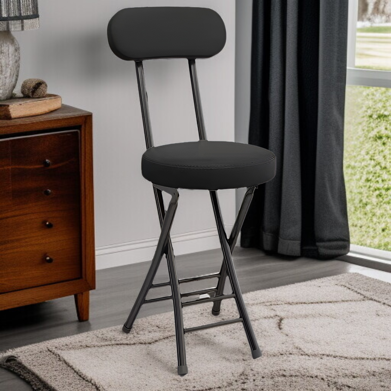 Folding chair tubular chair backrest home folding chair dining table chair student dormitory backres