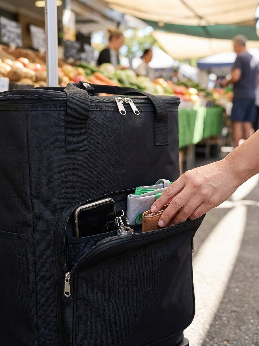 Einkaufswagen mit Rädern in der Anwendung