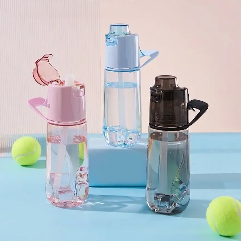 Fruit Scent Mist Sports Water Bottle BPA Free Tritan Dual Drinking Spray Cup