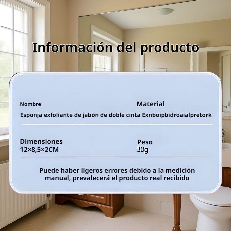 Esponja de baño con jabón y doble cinta