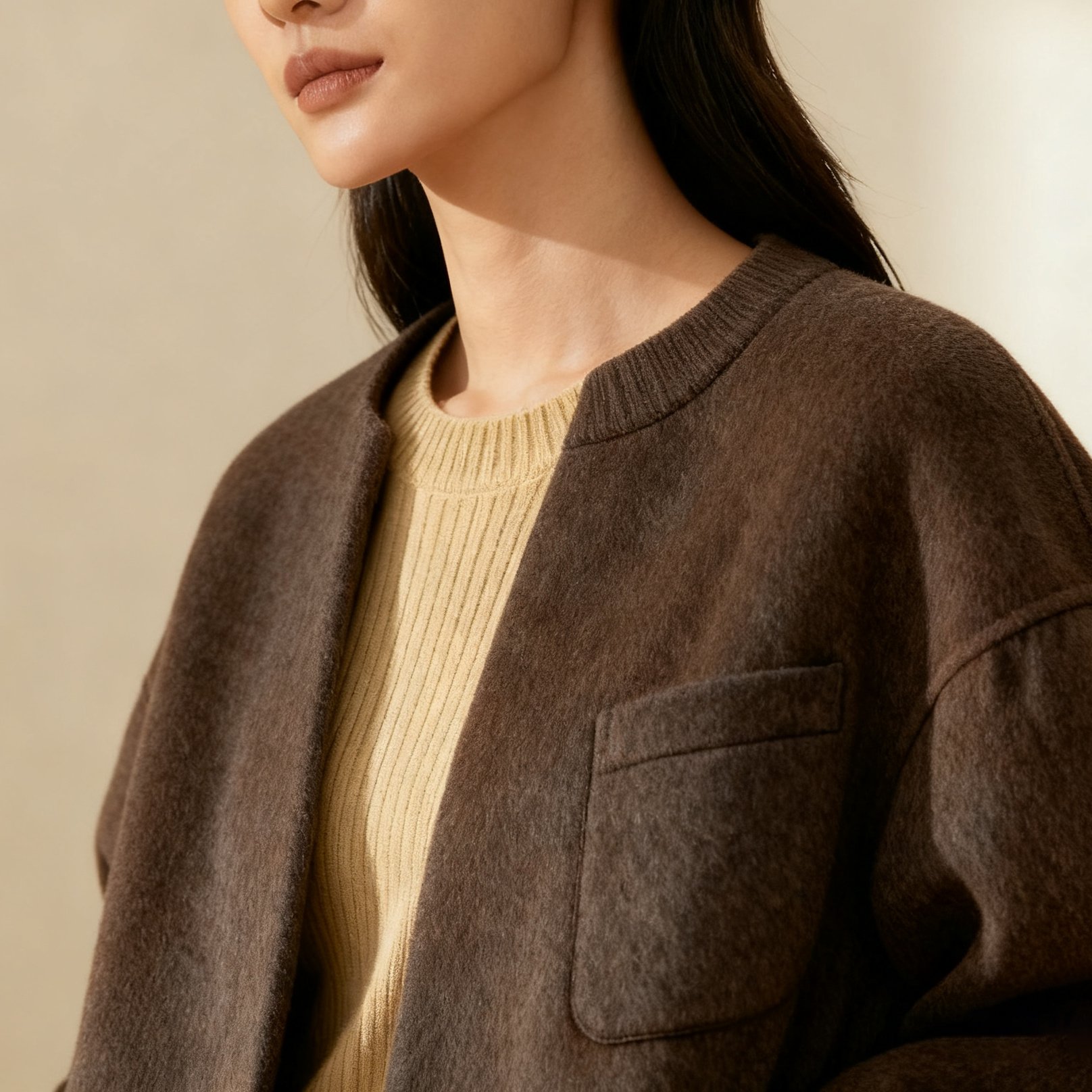 다크 브라운 오버사이즈 자켓 -