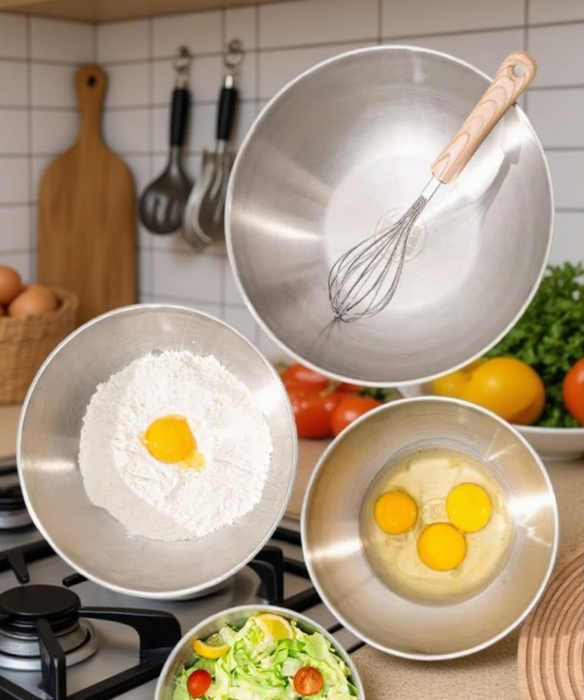 베이킹용 스테인리스 반죽 그릇 활용 예시