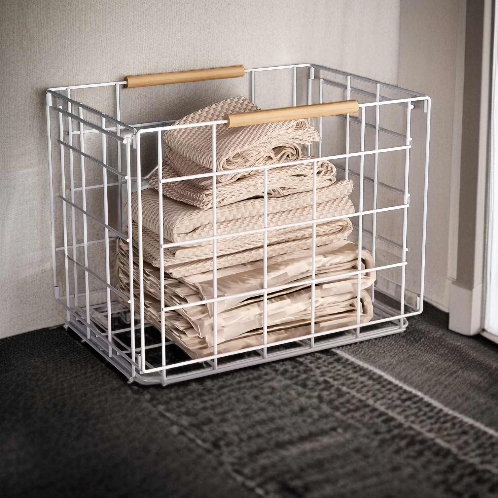 取り外し可能な汚れた衣類収納バスケット 北欧風ホーム 二層汚れた衣類バスケット 家庭用ラック バスルーム 取り外し可能な汚れた衣類収納バスケット ブルー 汚れた衣類