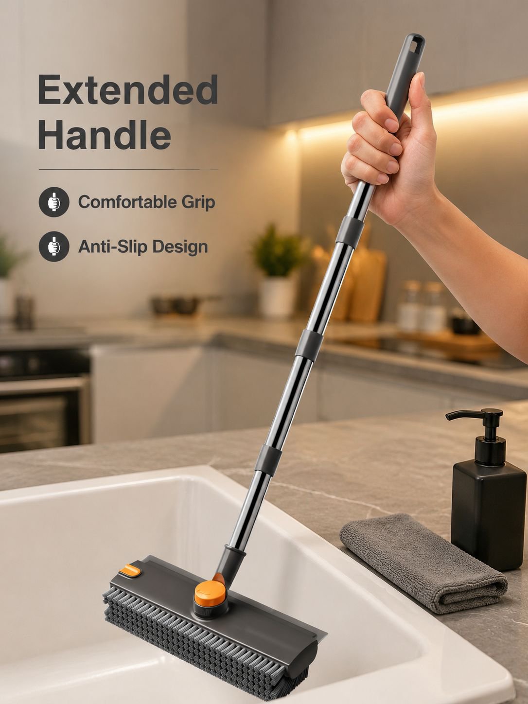 360° Rotating V-Shaped Tile Gap Brush with Stiff Bristles