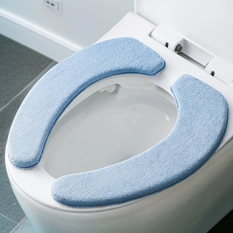Selbstklebender und wasserdichter Plüsch-Toilettensitzbezug